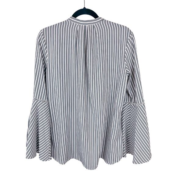 Nygard Women's Top Stripe Black Gray White Long Sleeve Pullover Blouse Size M - Picture 2 of 11